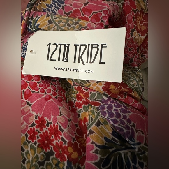 NWT 12th Tribe Sleeveless Lila Waterfall Ruffle Maxi Dress in Multi Floral ZB2 - Picture 10 of 12